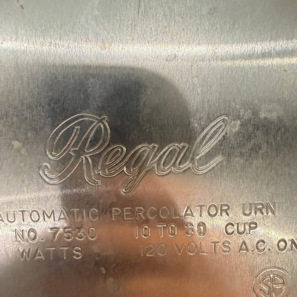Regal Percolator Urn 10-30 Cup Harvest Gold Vintage Mid-Century Modern Works
